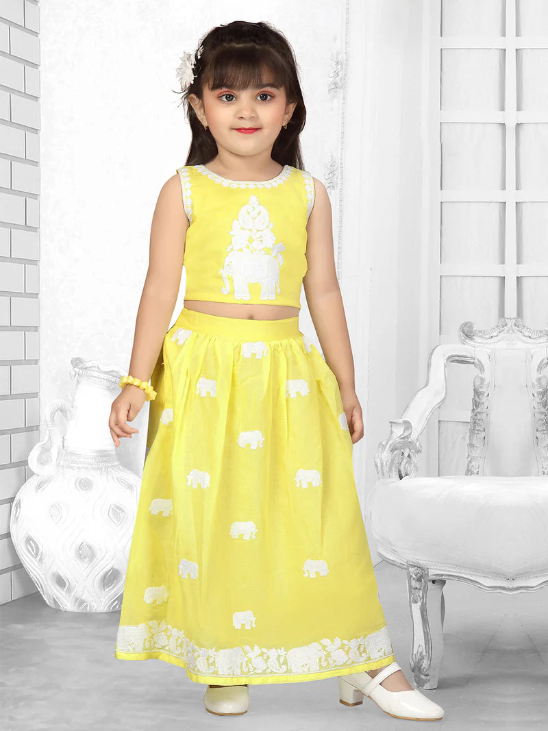 Radiant Marigold  Embroidered Ghagra Choli for Girls