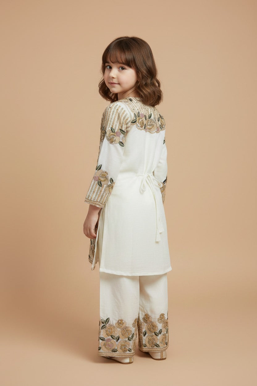Plazo Set for Kids | Heavy Embroidered Muslin Cord Set